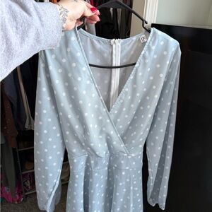 Classic Light Blue Dress with White Dots